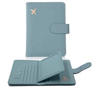 Melsbrinna Passport and Vaccine Card Holder,Passport Holder with Vaccine Card and Card Slots,Cute Passport Cover for Women/Men,Waterproof RFID Blocking Travel Wallet, Greyish Green New,