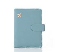 Melsbrinna Passport Holder Premium Leather Waterproof RFID Blocking Travel Wallet Passport Holder with Pen Holder Cute Passport Book for Women Men Grey Green Travel