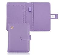 Melsbrinna Premium Leather Passport Cover, Waterproof RFID Blocking Travel Wallet with Pen Holder, Cute Lavender Travel Case
