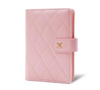 Melsbrinna Premium Leather Passport Holder Covers Case, Waterproof Rfid Blocking Travel Wallet Passport Holder with Pen Holder, Cute Passport Book for Women/Men, LG PINK, Travel