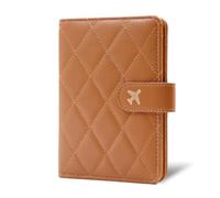 Melsbrinna Premium Leather Passport Holder Covers Case, Waterproof Rfid Blocking Travel Wallet Passport Holder with Pen Holder, Cute Passport Book for Women/Men, LG BROWN, Travel
