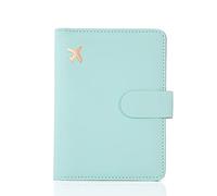 Melsbrinna Premium Leather Passport Holder Covers Case, Waterproof Rfid Blocking Travel Wallet Passport Holder with Pen Holder, Cute Passport Book for Women/Men, AD-Aqua green, Simplicity