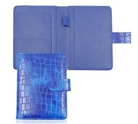 Melsbrinna Premium Leather Passport Holder Covers Case, Waterproof Rfid Blocking Travel Wallet Passport Holder with Pen Holder, Cute Passport Book for Women/Men, AK-Stone-blue, Simplicity