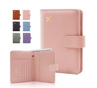 Melsbrinna Premium Leather Passport Holder Covers Case, Waterproof Rfid Blocking Travel Wallet Passport Holder with Pen Holder, Cute Passport Book for Women/Men, UP-PINK, 14.5*12*1.11CM, Upgrade