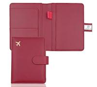 Melsbrinna Premium Leather Passport Holder Covers Case, Waterproof Rfid Blocking Travel Wallet Passport Holder with Pen Holder, Cute Passport Book for Women/Men, Wine red, Travel