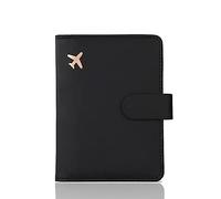 Melsbrinna Premium Leather Passport Holder Covers Case, Waterproof RFID Blocking Travel Wallet Passport Holder with Pen Holder, Cute Passport Book for Women/Men, Black,