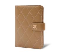 Melsbrinna Premium Leather Passport Holder Covers Case, Waterproof Rfid Blocking Travel Wallet Passport Holder with Pen Holder, Cute Passport Book for Women/Men, LG KHAKI, Travel