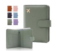 Melsbrinna Premium Leather Passport Holder Covers Case, Waterproof Rfid Blocking Travel Wallet Passport Holder with Pen Holder, Cute Passport Book for Women/Men, UP-GREEN, 14.5*12*1.6CM, Upgrade