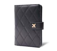 Melsbrinna Premium Leather Passport Holder Covers Case, Waterproof Rfid Blocking Travel Wallet Passport Holder with Pen Holder, Cute Passport Book for Women/Men, LG BLACK, Travel