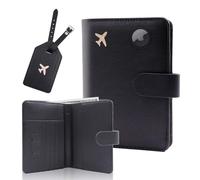 Melsbrinna Rfid Passport Holder for Travel women/Men Set Travel Suitcase Tag, Cute Passport Wallet Rfid Blocking Card Slots, Rfid Passport Cover/CaseTravel Wallet, A-black, 0.9 x 5.7 x 4.6 inches