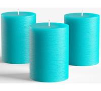 Melt Candle Company Set of 3 Turquoise/Teal Pillar Candle 7,5 x 10 cm Unscented Handpoured for Weddings, Home Decoration, Relaxation, Spa, Smokeless Cotton Wick
