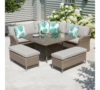 meltan outdoor large square modular dining set in sand