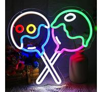 Melted Lollipop Decor Neon Sign for Wall, Candy Land Birthday Party, Kindergarten Preschool Classroom Decor, Candy Shop, 13.7in x 12.6 in, USB Powered, Multi Color Mix