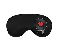 Melted Vinyl Record with Heart Sleep Eye Mask Soft Eye Covers Blocking Lights Blindfold with Adjustable Strap for Travel Nap