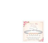 Melteine 50th Birthday Gifts for Women, Sterling Silver Bead Bracelet with Rose Gold Heart Adjustable White Metal Bracelets for Mum Daughter Sister Grandma with Card