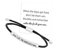 Melteine Strength Bracelet, Don't Let The Hard Days Win Bracelet for Women Adjustable Rope Bracelets Inspirational Bracelets for Women Encouraging Jewelry for Family Friends Girls Daily Wear