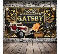 MELTELOT The Great Gatsby Themed Backdrop Banner, Retro Roaring 20's Party Art Decor 20s Birthday Adult Photography Background Happy 1st Birthday Wedding Decoration 6x4ft