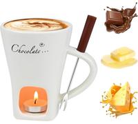Meltie Cup, Ceramic Sweet Chocolate Fondue Cup, Portable Handmade Chocolates Melting Mug Set with Forks, for Date Night, Birthday, Wedding and More