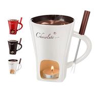 Meltie Cup, Ceramic Sweet Chocolate Fondue Cup, Portable Handmade Chocolates Melting Mug Set with Forks, for Date Night, Birthday, Wedding and More (White)