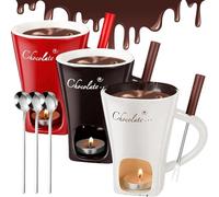 Meltie Cup, Melticup, Chocolate Melting Cup, Ceramic Sweet Chocolate Fondue Mug Set, Portable Handmade Chocolates Melting Mug with Forks for Desserts, Snacks (3 Colors)