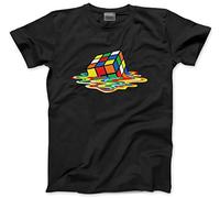 Melting 80's Puzzle Cube Art Men's T-Shirt Fun Retro Tee - M Black