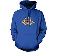 Melting 80's Puzzle Cube Art Unisex Hoodie - Blue Medium