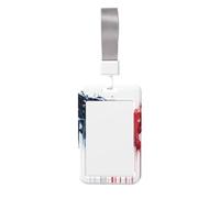 Melting American Flag United States Shape Sliding Id Badge Holder Hard Plastic Work Card Case Name Tag Protector for Nurses Office