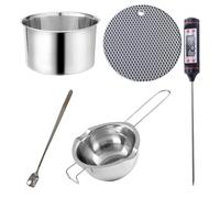 Melting Bowl - Water Bath | Chocolate Set | Includes Inner Pot Insulated Mat Thermometer Stirring Rod for Sweets Baking Pastry Shop DIY Making Use