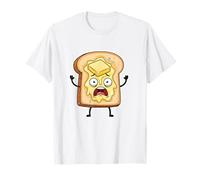 Melting Butter Toast Funny Breakfast Panic Cartoon T-Shirt