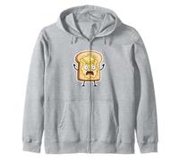 Melting Butter Toast Funny Breakfast Panic Cartoon Zip Hoodie