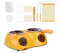 Melting Chocolate Pot, Double Pots Electric Chocolate Mini Fondue Set, Dipping Pot with DIY Mold Trays & Forks, Chocolate Marshmallow Warming Machine for Candy Cheese Home (UK Standard -Yellow)