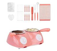 Melting Chocolate Pot, Double Pots Electric Chocolate Mini Fondue Set, Dipping Pot with DIY Mold Trays & Forks, Chocolate Marshmallow Warming Machine for Candy Cheese Home (EU Standard-Pink)