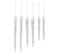 Melting Clear Glass Icicles - Set of 6 Christmas Tree Decorations, 15-25 cm