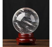 Melting Clear Quartz Crystal Ball White Crystals Sphere with Stand for, Divination, Home Decoration, Fengshui,13cm/5.1in