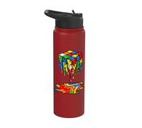 Melting Cube Speed Cubing Drip Ice Cream Dripping Puzzle Stainless Steel Insulated Water Bottle