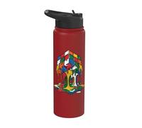 Melting Cube Speed Cubing Puzzle Funny Competitive Vintage Stainless Steel Insulated Water Bottle
