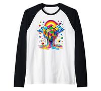 Melting Cube Speed Cubing Vintage Puzzle Youth & Math Lovers Raglan Baseball Tee