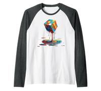 Melting Cube Speed Cubing Vintage Puzzle Youth & Math Lovers Raglan Baseball Tee