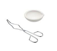Melting Dishes Ceramic Casting Torch 58mm (100g) High Temperature Quartz Silica Crucibles with 25cm Crucible Tong for Jewelry, Gold, Silver