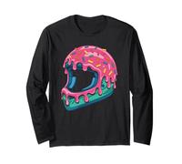 Melting Donut Frosting Over A Motocross Helmet for Racers Long Sleeve T-Shirt