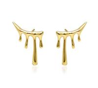 Melting Gold Plated Liquid Drip Ear Stud Earrings for Women, Irregular Water drop Modern Trendy Earrings,Sterling Silver Post Mixmatch Dripping Earrings,Unique Statement Jewelry, S, Gold (plated), No
