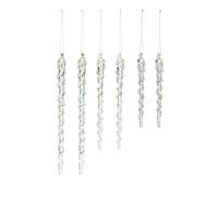 Melting Iridescent Glass Icicles - 6-Piece Christmas Tree Decoration Set, 15-25 cm