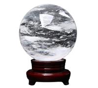 Melting/Natural Clear Quartz Crystal Sphere,White Balls for Withcraft Home Decor Gemstones Ball with Holder,13cm/5.1in