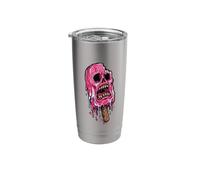 Melting Pink Skull Popsicle Creepy Summer Halloween Spooky Stainless Steel Insulated Tumbler