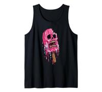 Melting Pink Skull Popsicle Creepy Summer Halloween Spooky Tank Top