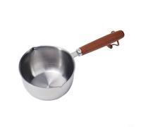 Melting Pot Made of Stainless Steel for Butter, Chocolate, and Sauce Heating with Wooden Handle and Hanging Hole for Storage on Various Cooktops Including Induction and Gas (300ml)