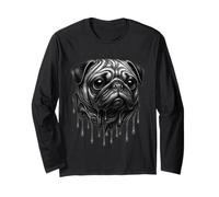 Melting Pug Dripping Tattoo Artwork Fierce Animal Graphic Long Sleeve T-Shirt