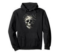 Melting Skull with Moths - Dark Gothic Aesthetic Art Pullover Hoodie