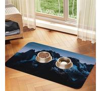 Melting Snow Mountain Print Pet Feeding Mat For Dogs & Cats Absorbent Waterproof Dog Food Mat Non-Slip Pet Bowl Placemat Quick Dry Floor Protector Leather Tablecloth