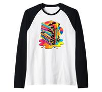 Melting VHS Stack Color CD Retro Media Nostalgia Analog Raglan Baseball Tee